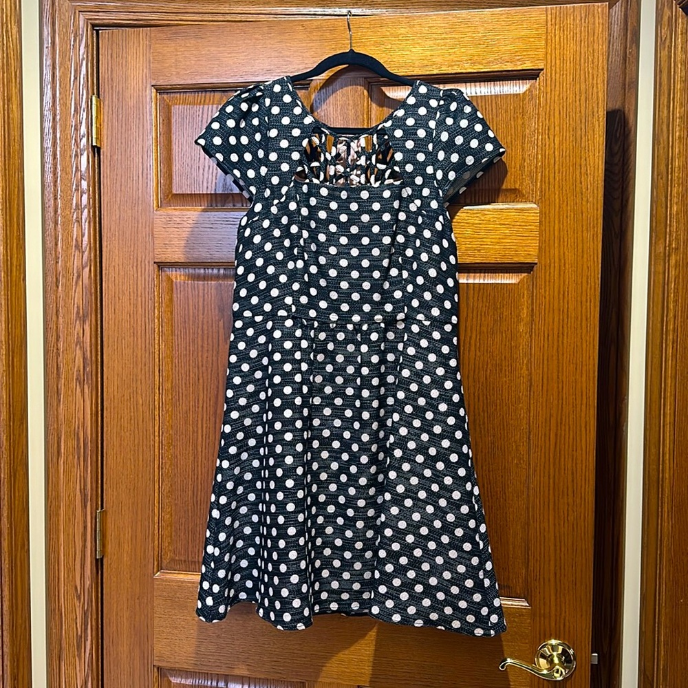 Maeve Black and White Polka dot Dress